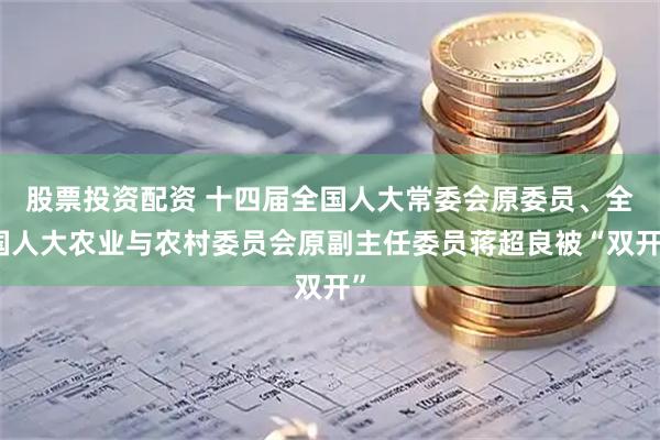 股票投资配资 十四届全国人大常委会原委员、全国人大农业与农村委员会原副主任委员蒋超良被“双开”