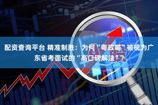 配资查询平台 精准制胜：为何“粤政喵”被视为广东省考面试的“高口碑解法”？
